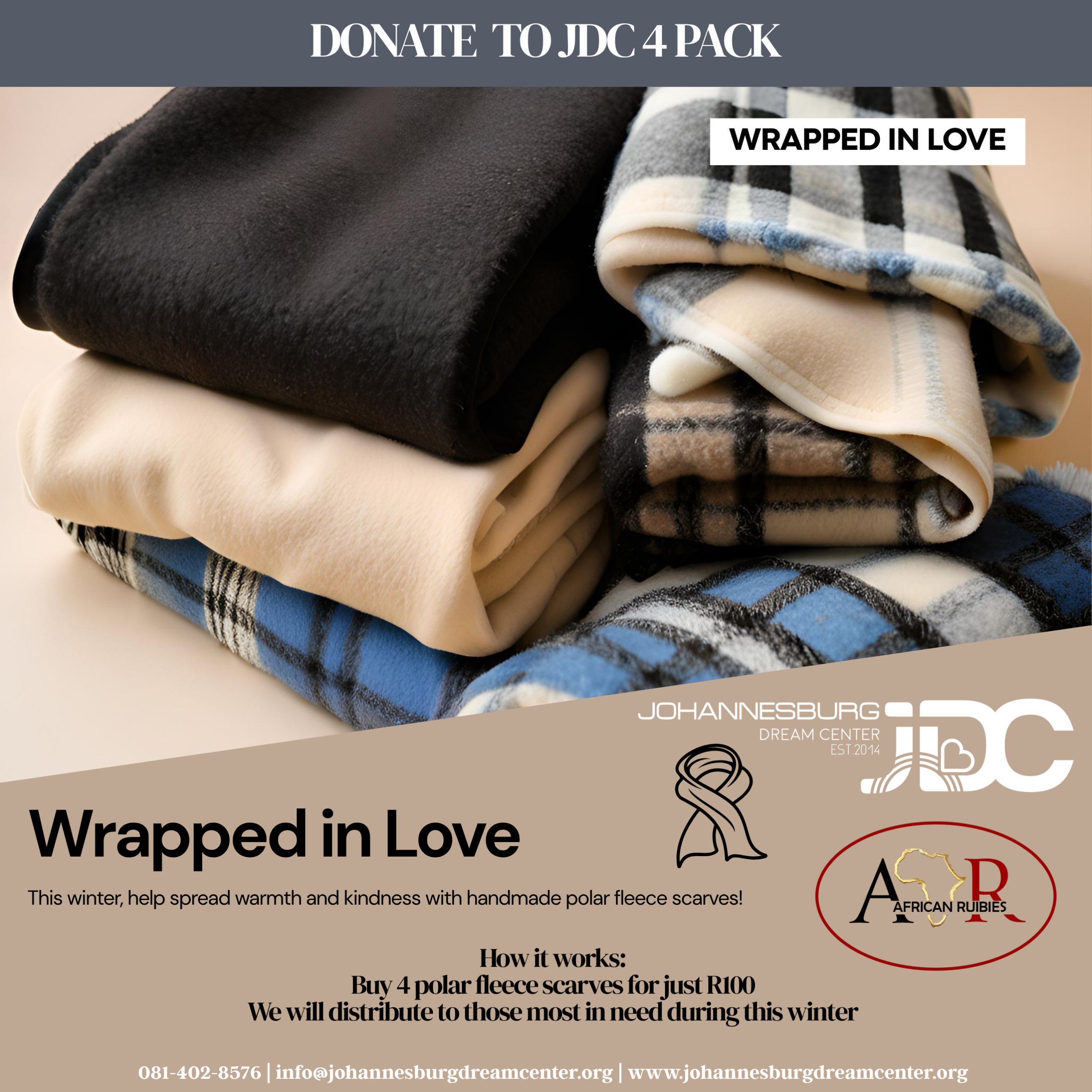 Donated Wrapped in Love – Donate 4 Scarves (JDC Distributes It)